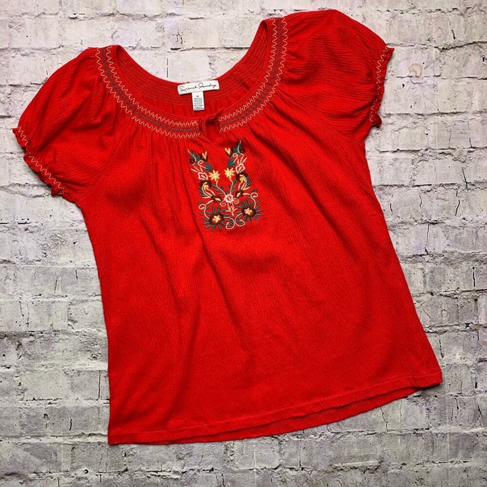 French Laundry Embroidered Top in Red